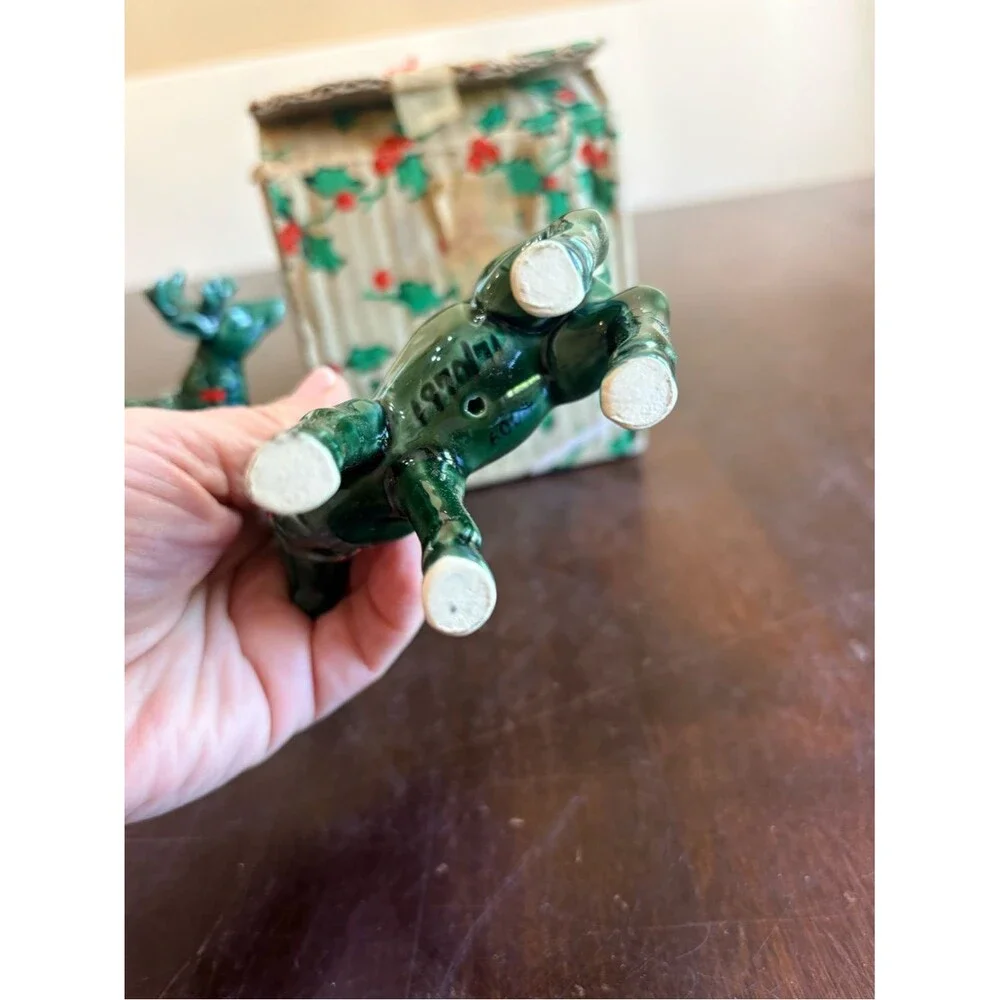 Lefton set of 2 Ceramic Reindeer in original box
